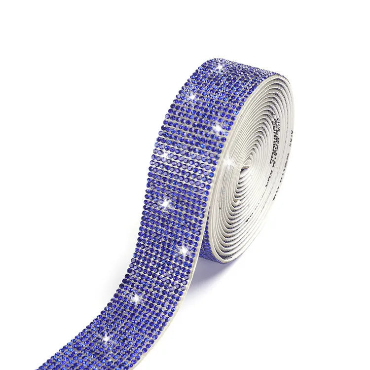Glass self-adhesive water drill strip for clothing decoration in white and AB colour