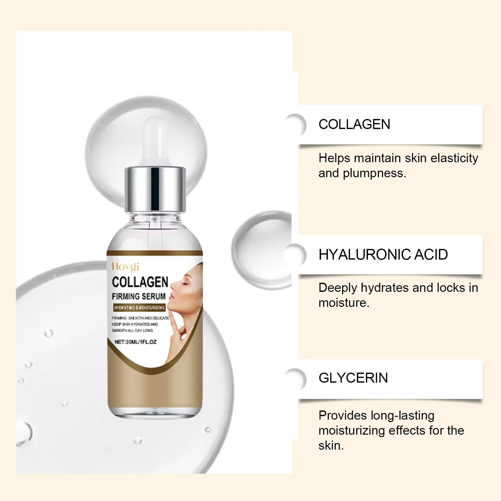 Collagen firming care solution 30ml serum in 2.8cm square bottle