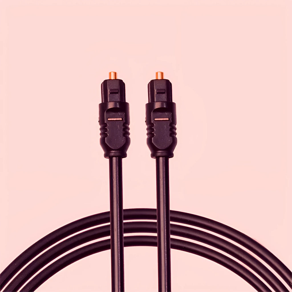 Black Toslink optical audio cable with square connector, 2 metres long