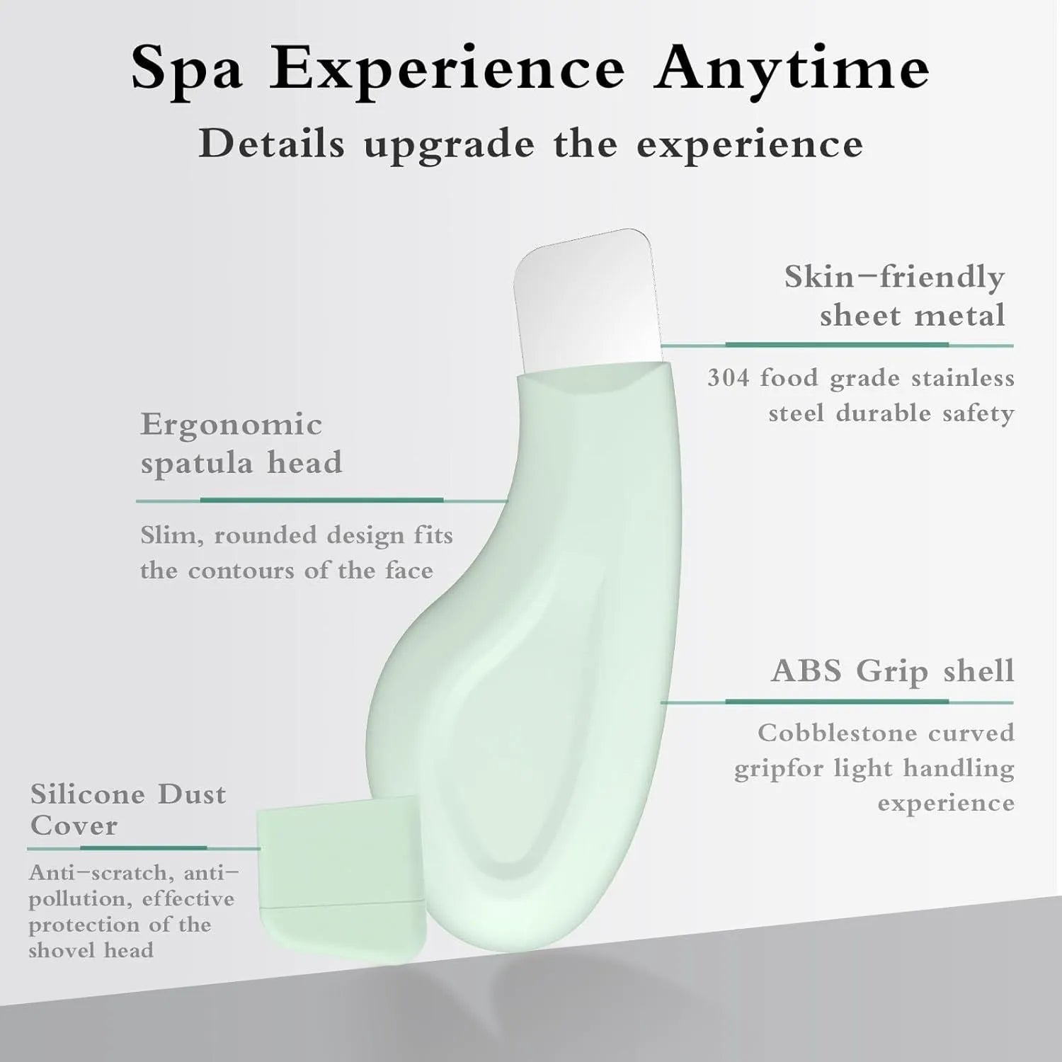 Stainless steel pore scraper face spatula blackhead removal tool with a non-slip handle.