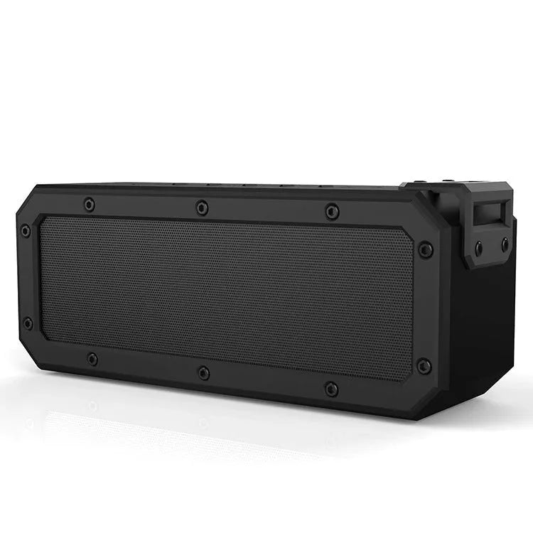 Black X3 PRO waterproof Bluetooth speaker with a climbing rope handle, showing front grill and control buttons.