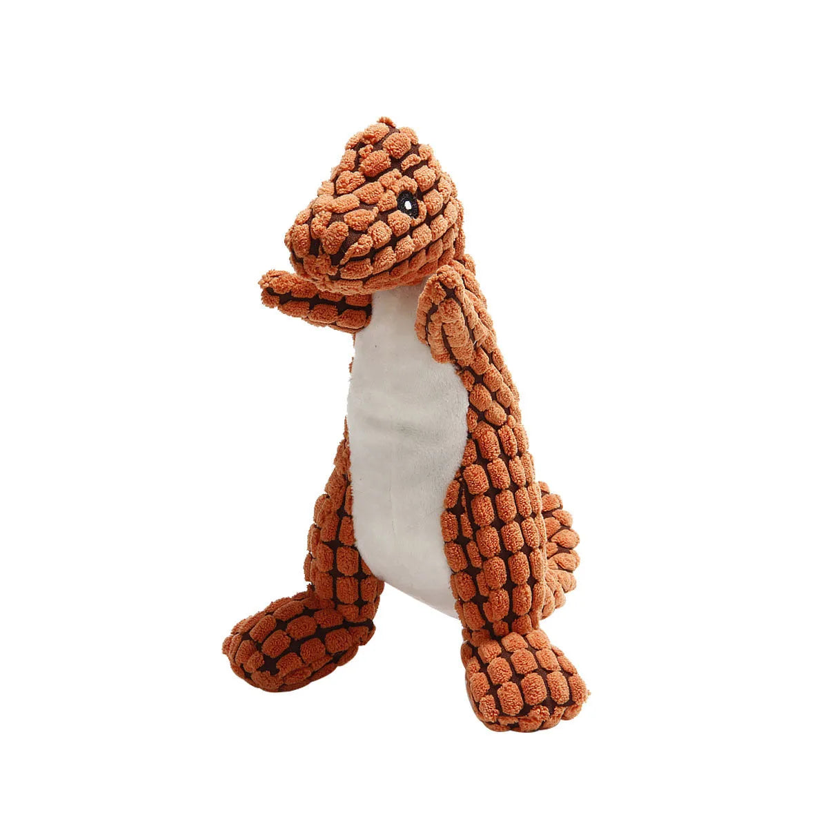 Grey, green, or orange dog chew toy with sound, shown next to a measuring tape indicating its 35cm length.