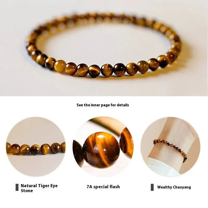 New Chinese style geometric Tigereye bracelet with round elements in three bead sizes