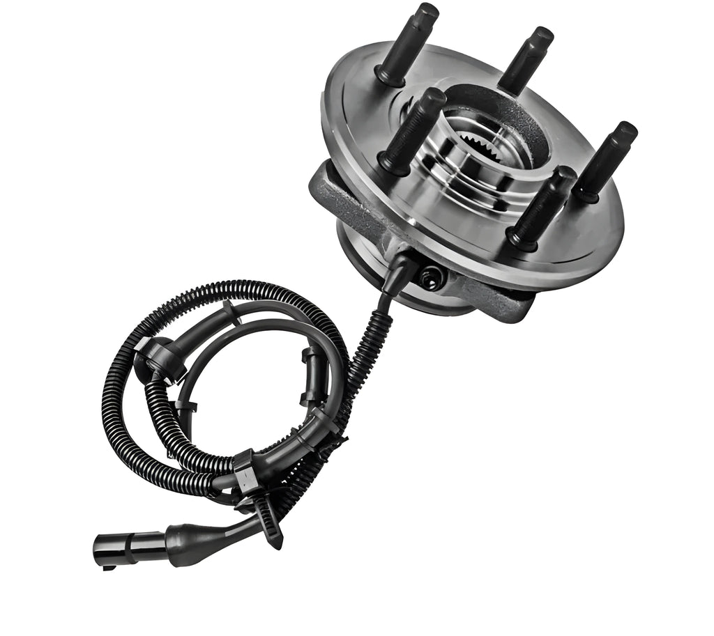 Black bearing steel wheel hub and bearing assembly for Ford Explorer with accessory numbers 515050 and BR930456