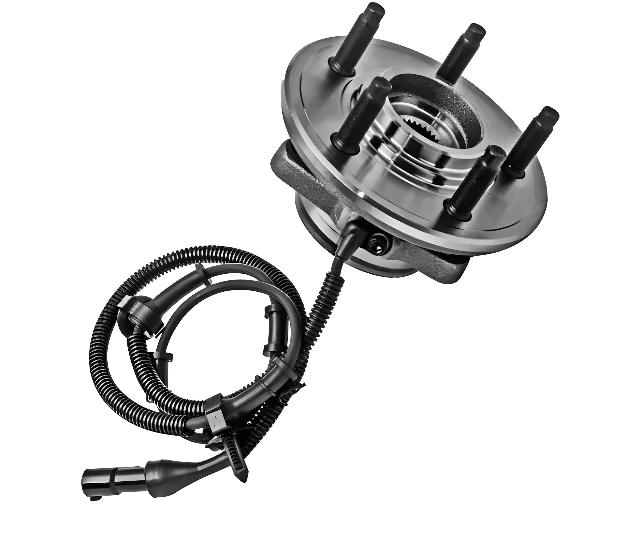 Black bearing steel wheel hub and bearing assembly for Ford Explorer with accessory numbers 515050 and BR930456