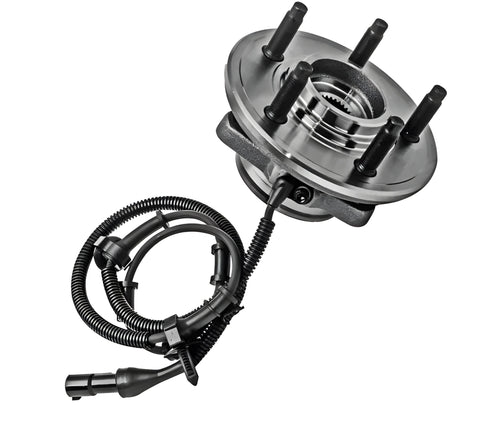 Black bearing steel wheel hub and bearing assembly for Ford Explorer with accessory numbers 515050 and BR930456