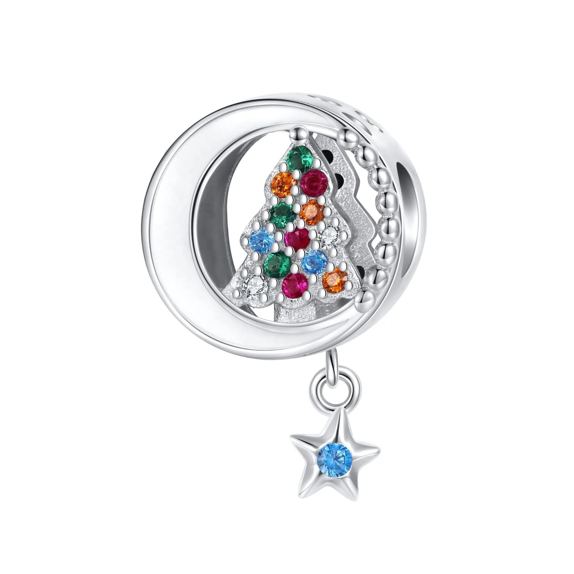 925 sterling silver Christmas pendant ornament with inlay finish, medium size, eleven colour options including PC1739, PC1740, PD1016