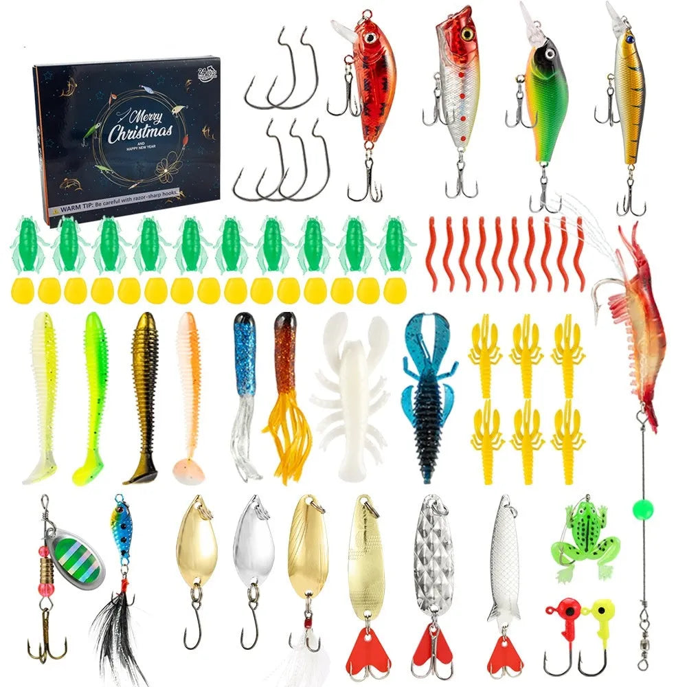 Christmas Mino Bog 24-piece metal fishing lure blind box set in 01 Style colour.