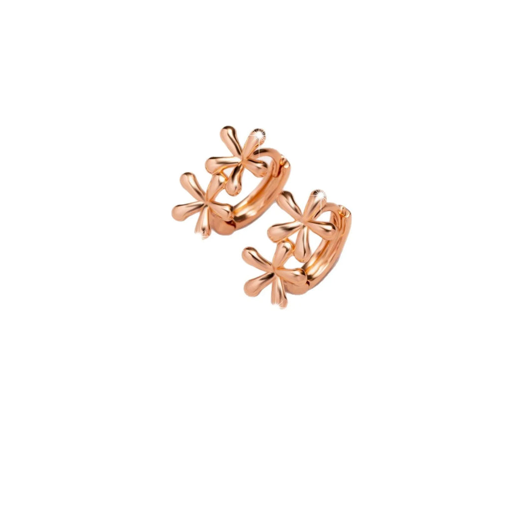 Rose gold waterdrop floral earrings with circular design and electroplated finish