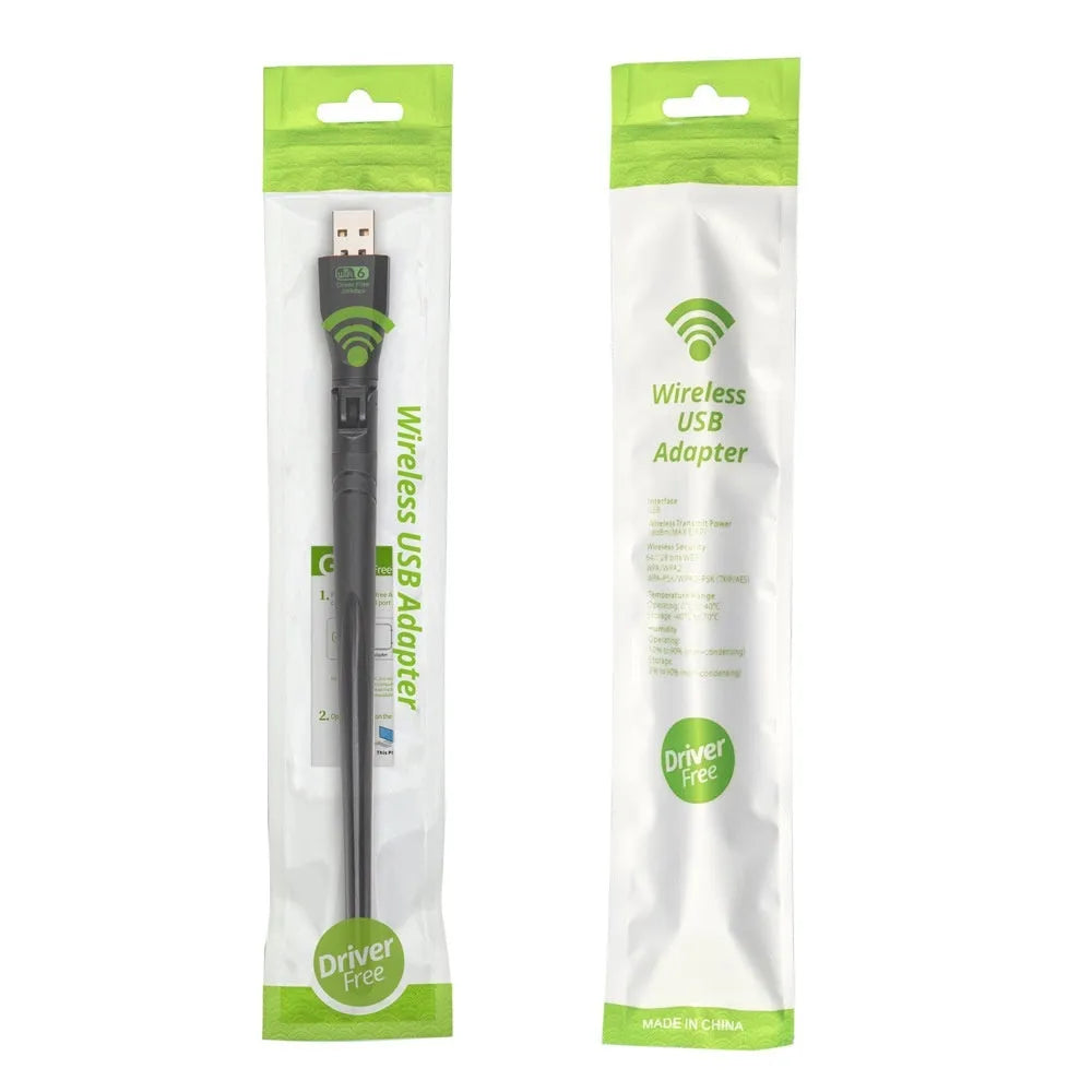 Black USB WiFi 6 wireless network card adapter for PC and laptop dual-band connectivity.