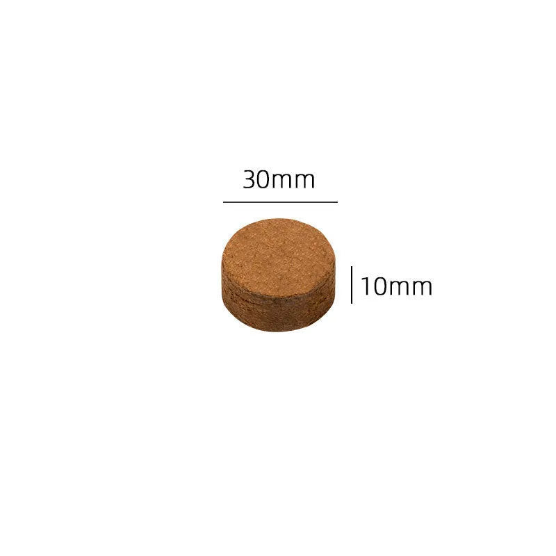 Compressed nutrient soil blocks for vegetable planting with various size specifications displayed