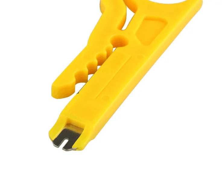 Yellow handled mini portable wire stripper tool for 0.6mm cables.