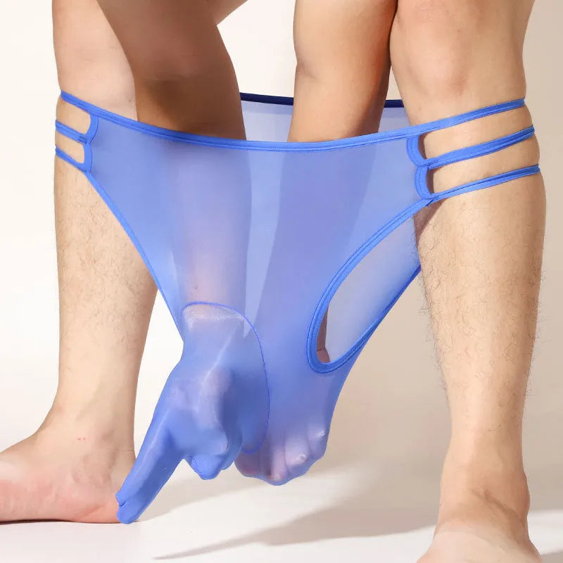 Men's fully transparent nylon elephant nose shorts in multiple colour options