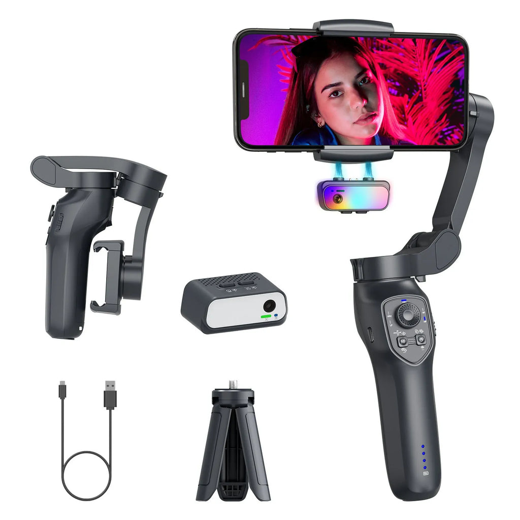 RK series handheld gimbal stabiliser with tripod head in L7Cpro gun colour with folding design