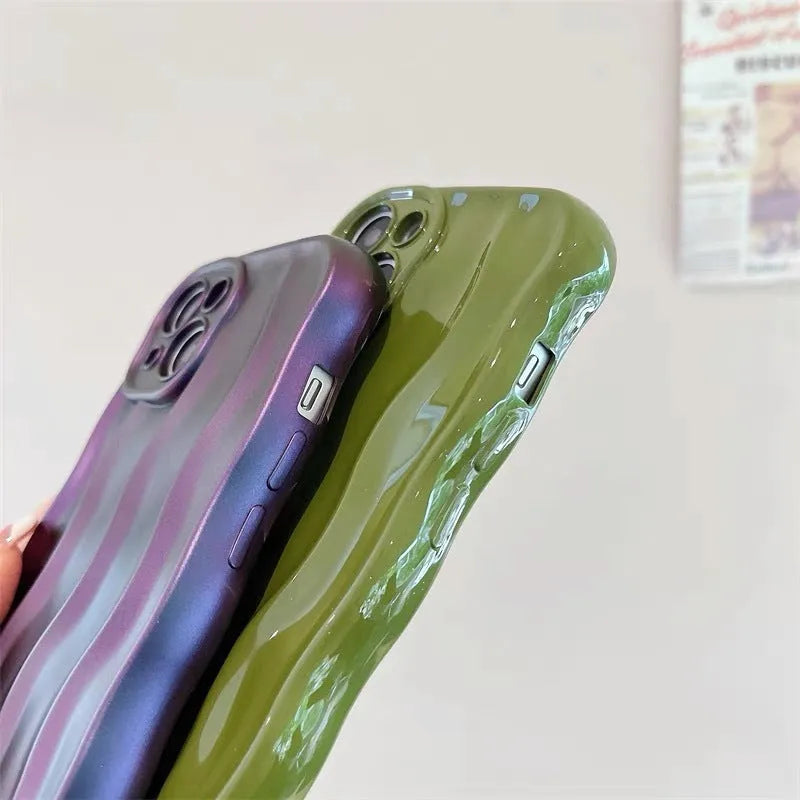 Water ripple silicone phone case for iPhone 17 series in wavy green colour – soft shell anti-fall cover