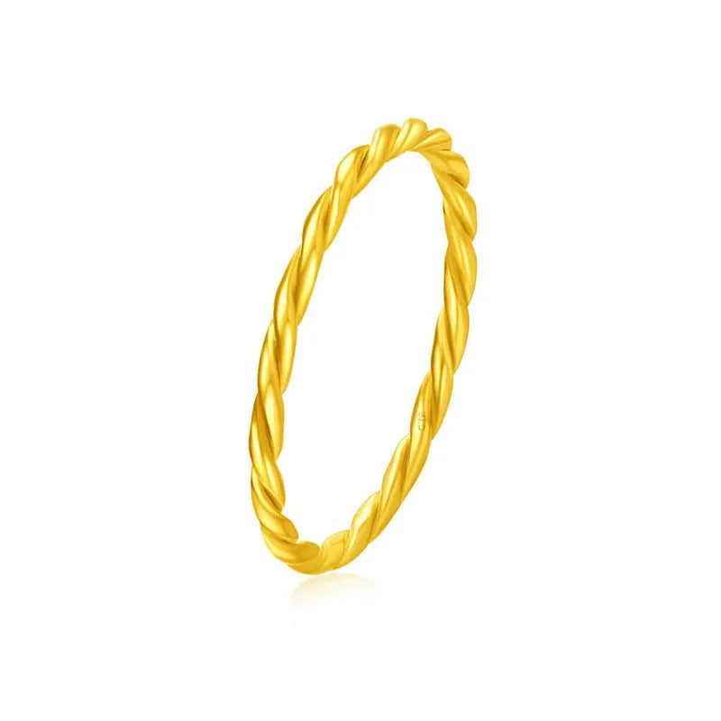 Brass gold plated women's ring in twist and simple bracelet designs with matte or glossy finish