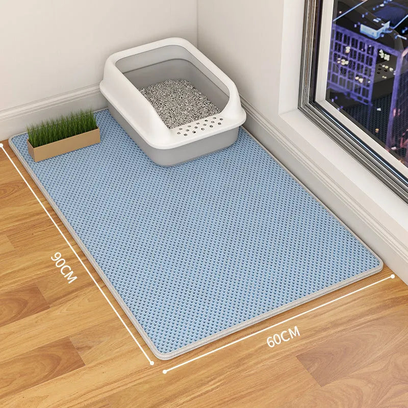 Double layer waterproof cat litter mat in beige colour with non-slip backing