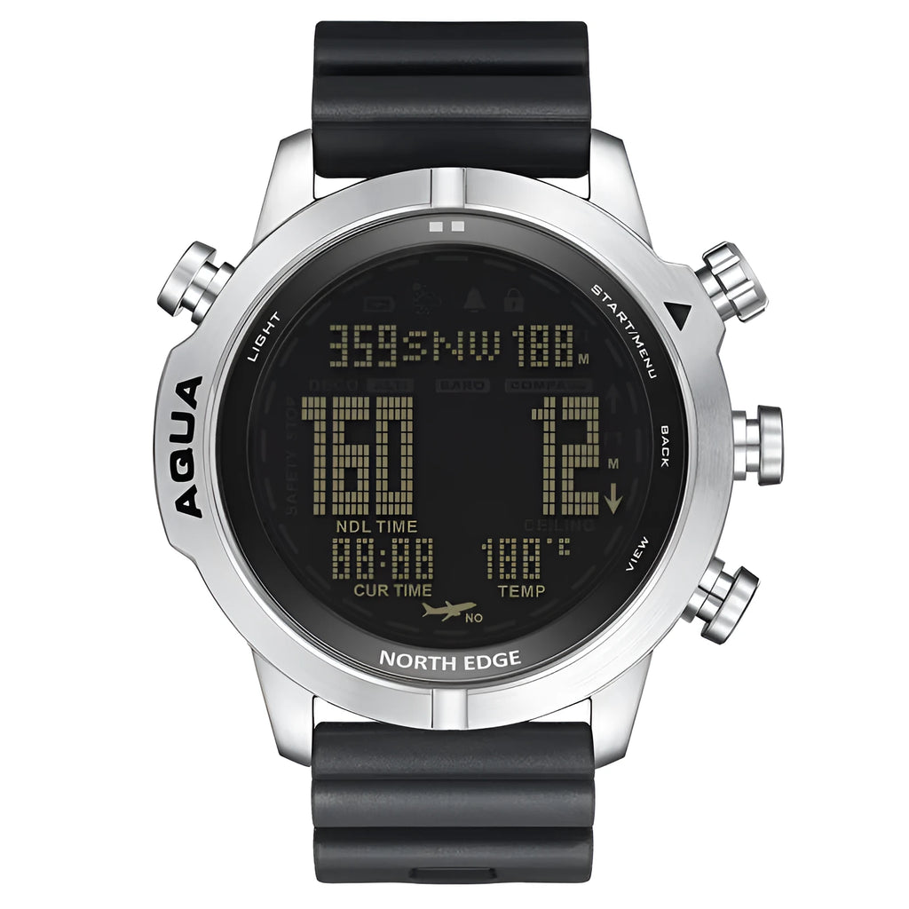 Black and white smart watch with 48mm case and 1.46 inch tempered glass screen for outdoor sports monitoring