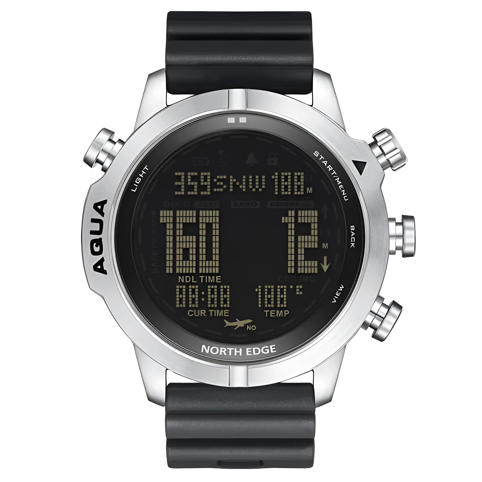 Black and white smart watch with 48mm case and 1.46 inch tempered glass screen for outdoor sports monitoring