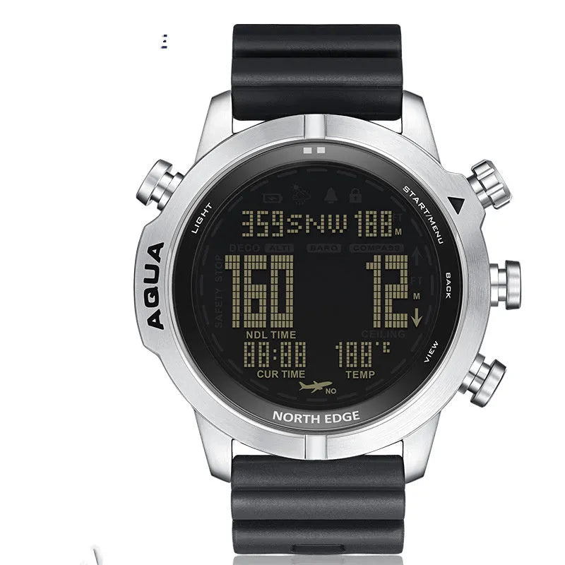 Black and white smart watch with 48mm case and 1.46 inch tempered glass screen for outdoor sports monitoring