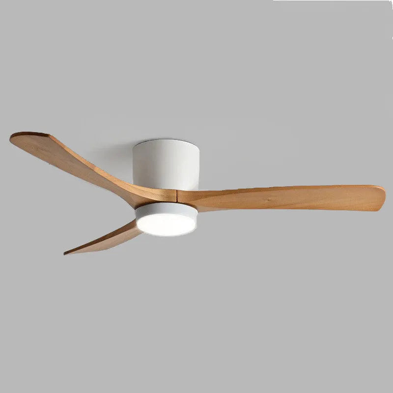 Fan pendant lamp with wooden blades and PVC shade in black, 36 inch, with remote control