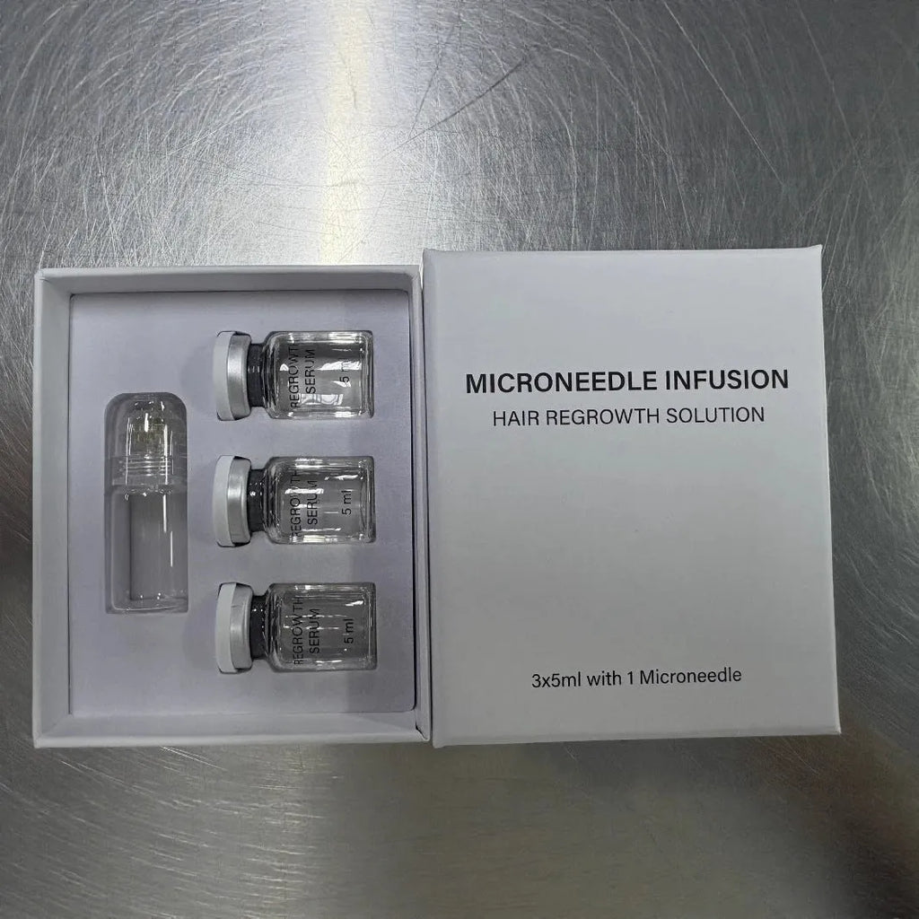 Hair growth micro needle serum set with microneedle and essence ampoules for thinning and frizzy hair
