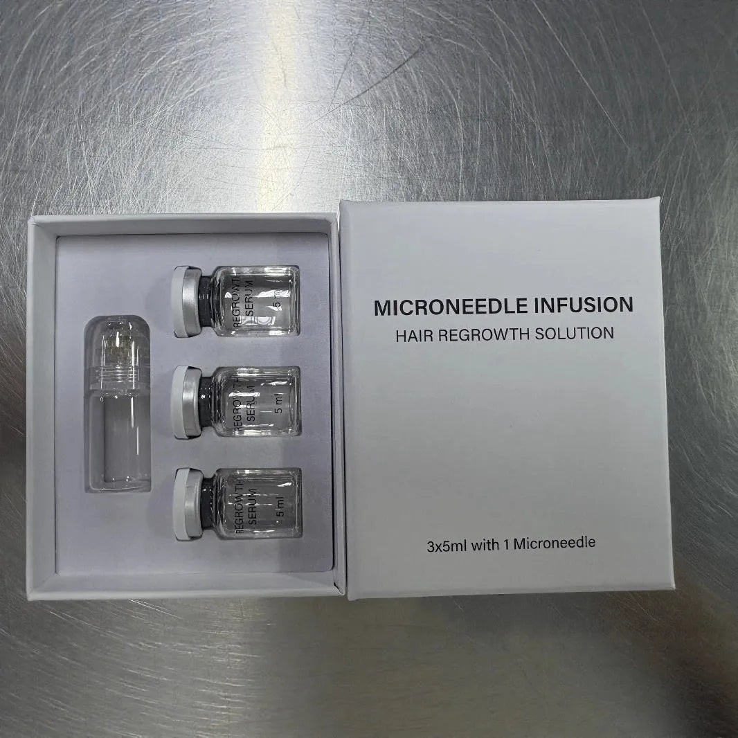 Hair growth micro needle serum set with microneedle and essence ampoules for thinning and frizzy hair