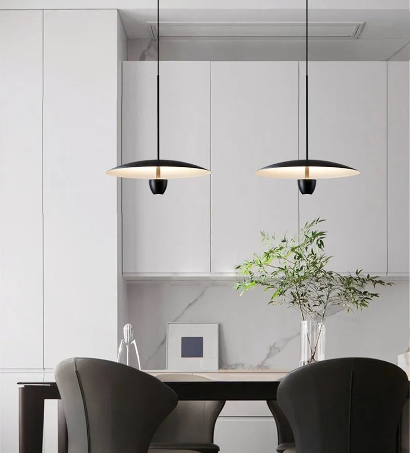 Black minimalist Nordic chandelier with 400mm size and warm white illumination