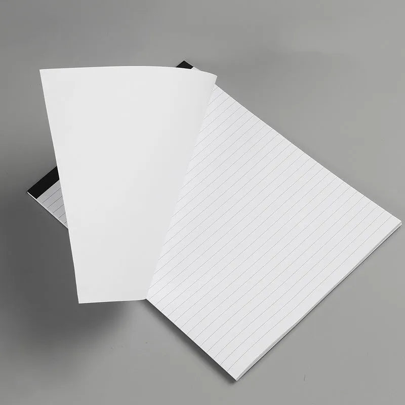 A4 tearable meeting minutes notebook with paper cover showing ivory white interior pages
