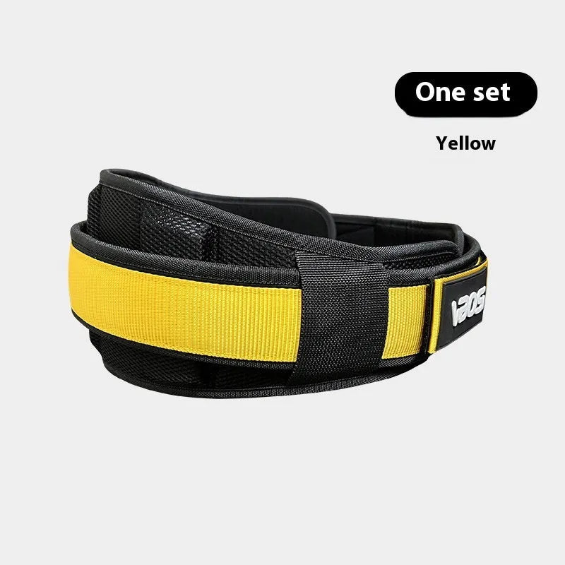 Adjustable fitness waist support belt in black for weightlifting and running