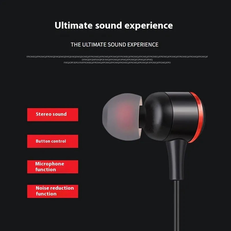 Wired in-ear headset with 3.5mm plug, silicone ear caps, and 1.2m TPE cable