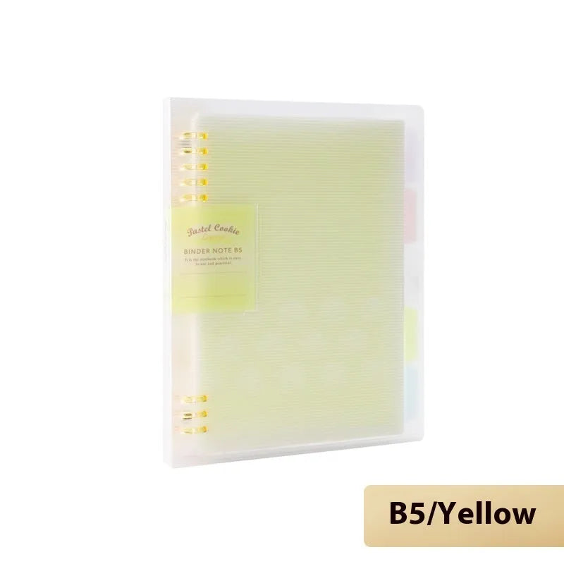 Loose spiral notebook refill with transparent PP cover and raw wood pulp paper in A5 size