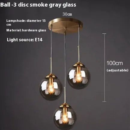 Nordic style round glass ball chandelier in contemporary home setting