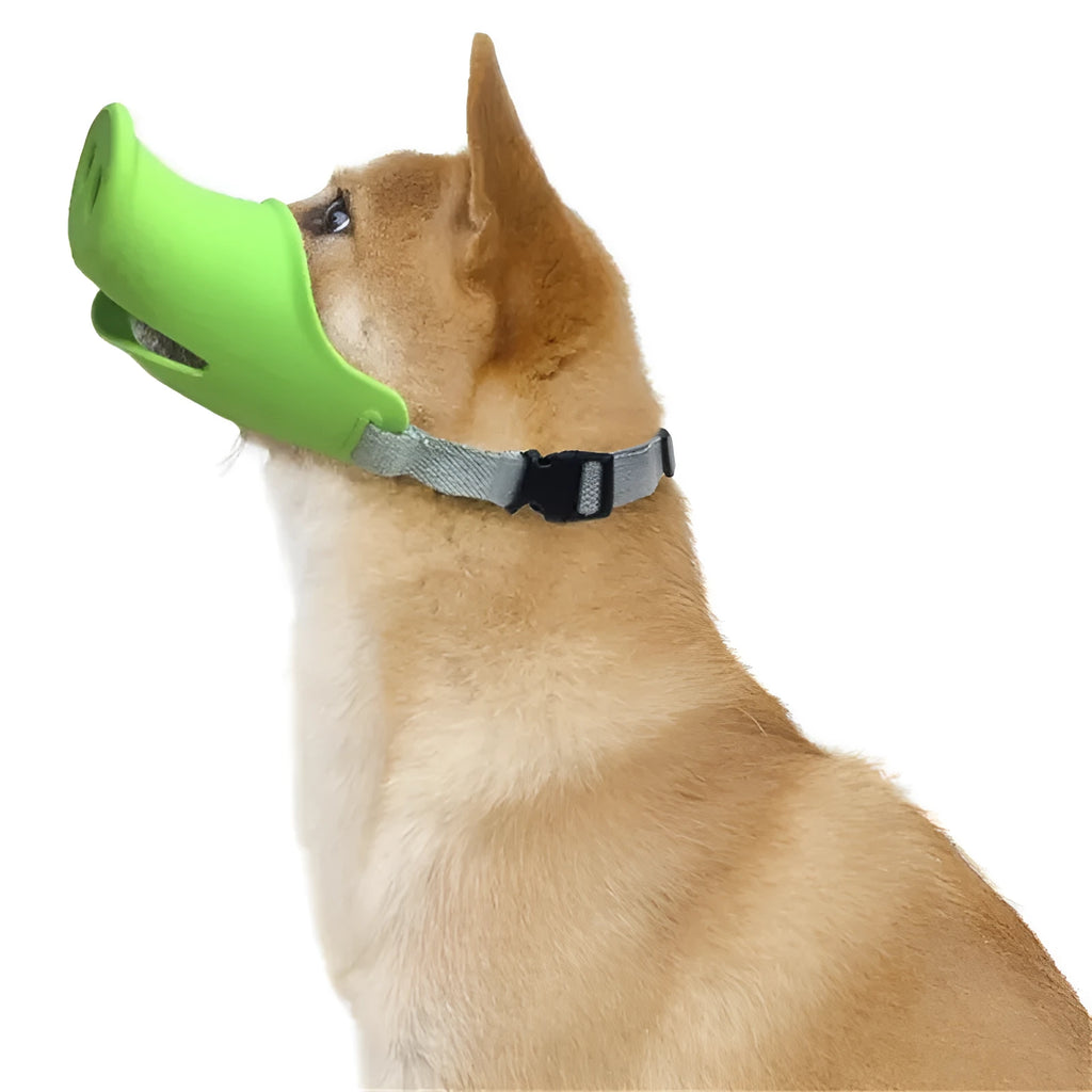 Dog anti-bite mouth cover made of silicone in green and blue, large and small sizes for long mouths and pet pigs