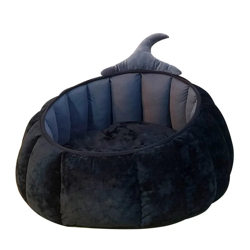 Halloween pumpkin design cat bed in orange or black cloth for indoor pets