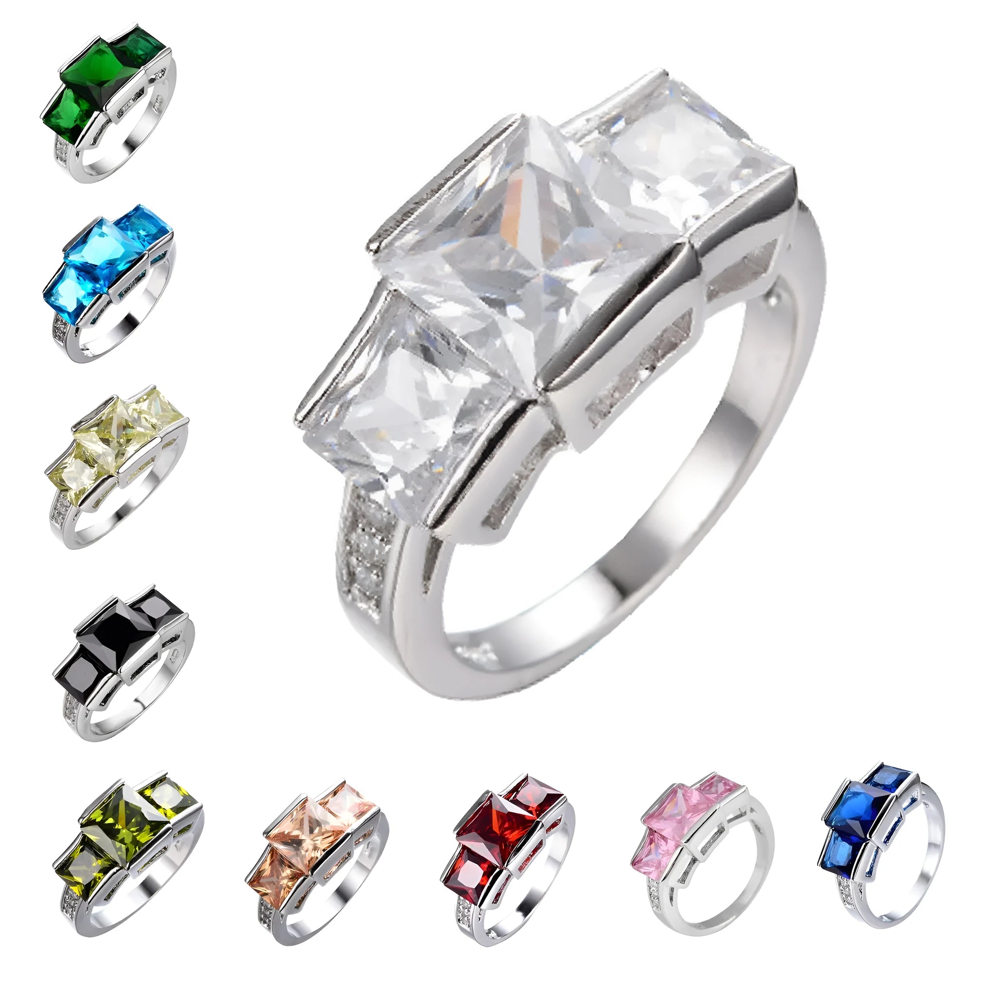 Electroplated copper women's ring ornament in various colours showing geometric rainbow design.