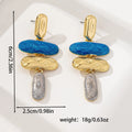 Geometric multicolour stud earrings with electroplated finish on zinc alloy