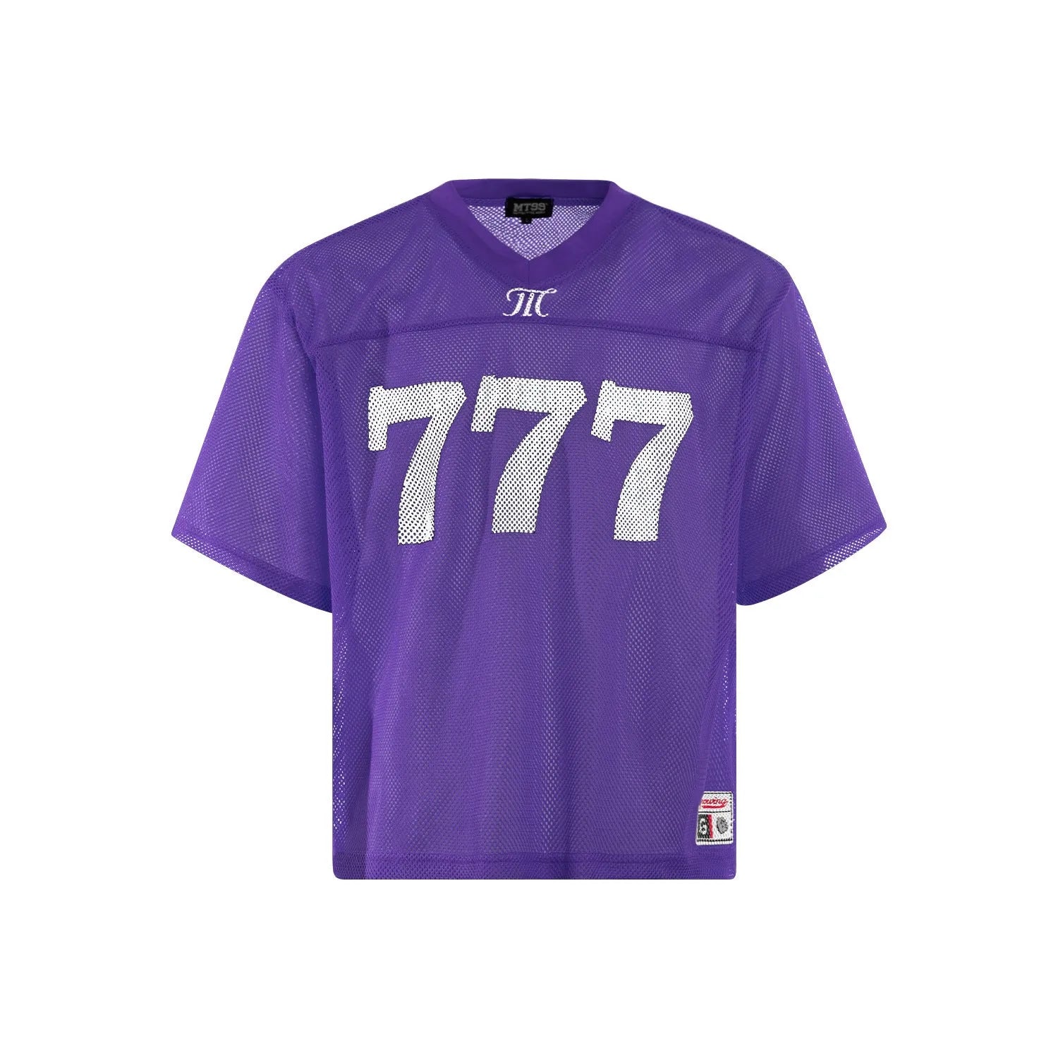 Men's loose retro-style short sleeve T-shirt in black, shown on a hanger.