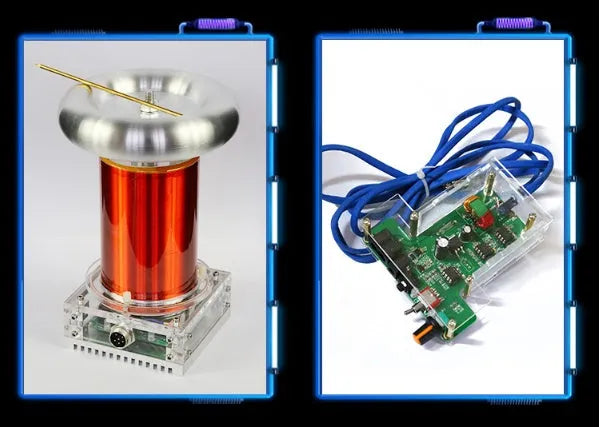 220V Music Tesla Coil Driver Board unit with controller and cables for high-voltage plasma arc demonstrations