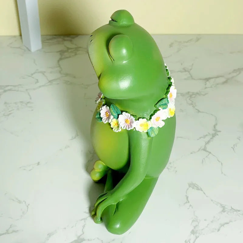 European style magic yoga frog desk ornament in RDW123 colour, made of plastic and resin.
