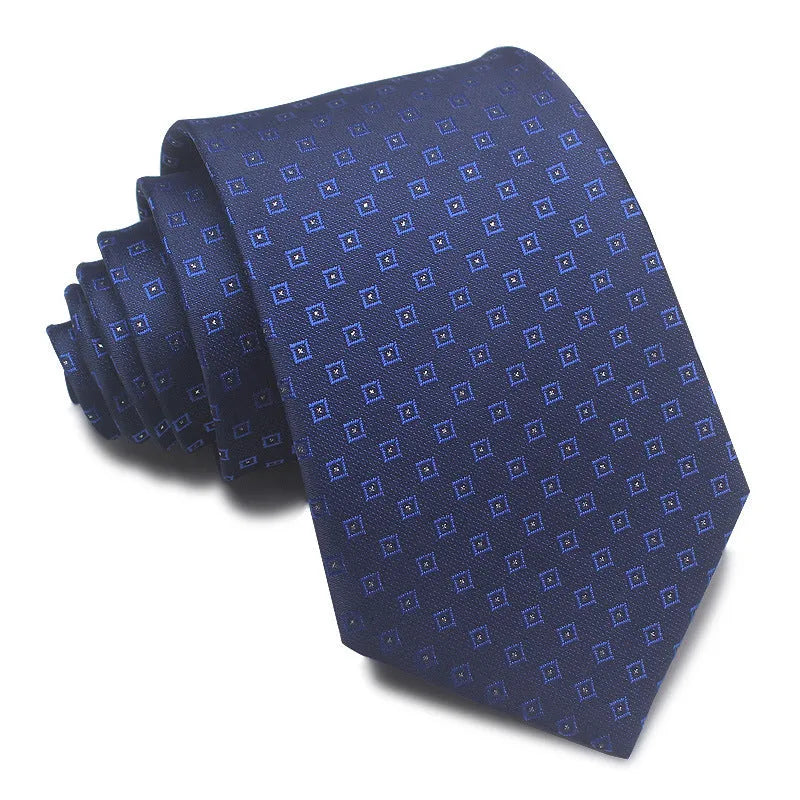 8cm wide red and black striped jacquard tie with an arrow point tip for men's formal wear