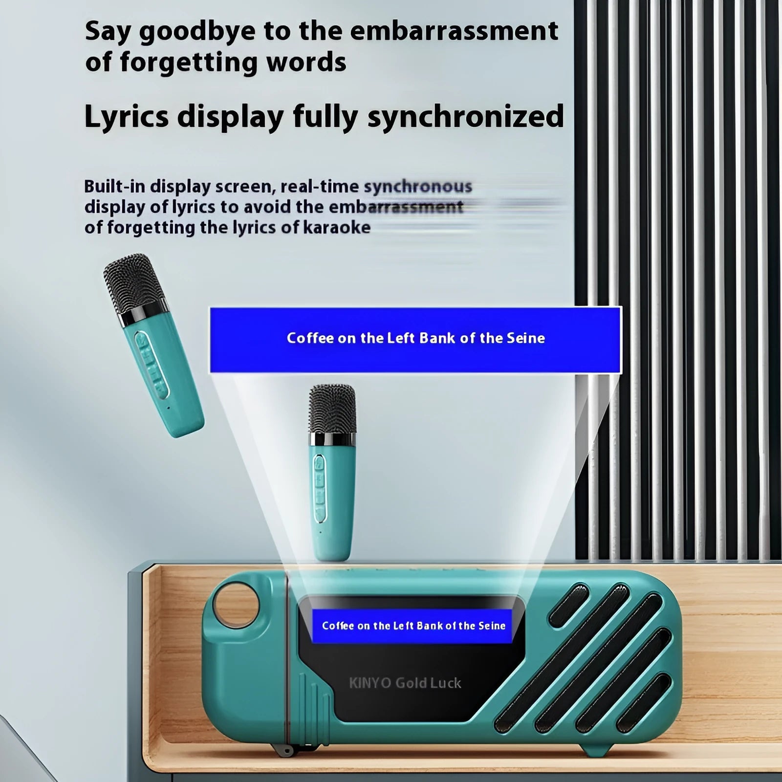 K18 Bluetooth speaker microphone set with lithium battery in Milky White lyrics edition