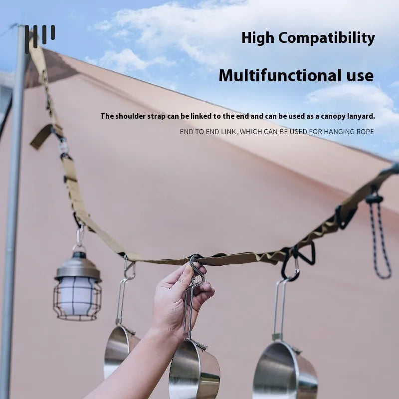 Black outdoor hanging rope clothesline storage belt stretched to 130cm length for drying garments