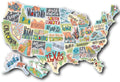Travel-themed car body sticker set with map design and letter-style elements for vehicle decoration