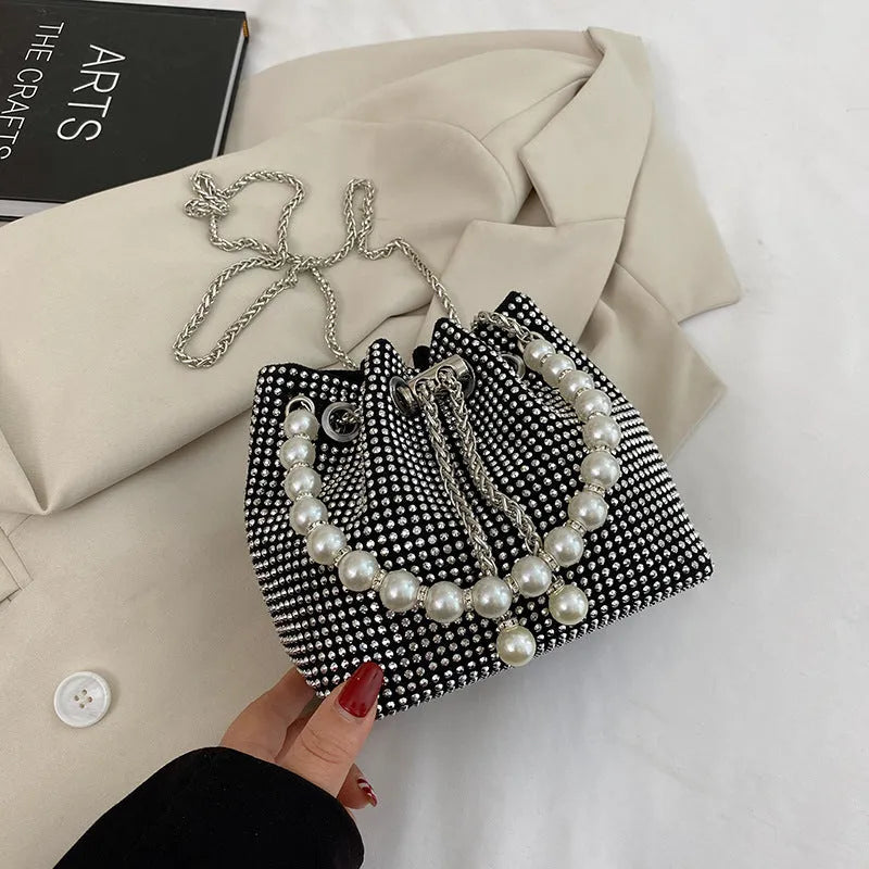 Light diamond Western style crossbody bag with chain strap in available colours