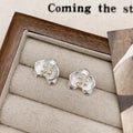 Retro flower earrings for women in gold or silver electroplated finish with petal design