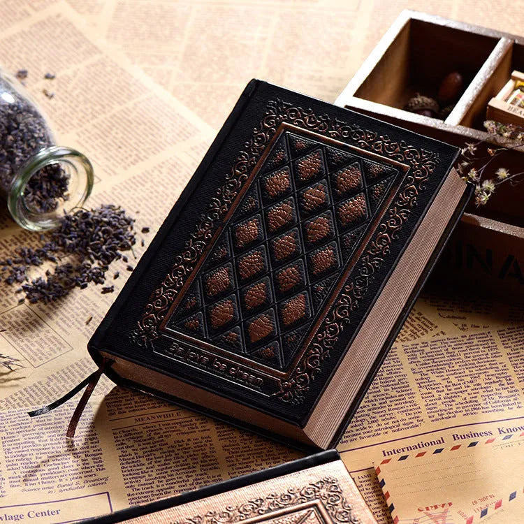 Embossed faux leather notepad with 3D textured cover in bronze or black gold colour