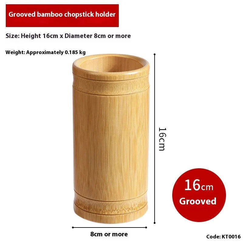 Bamboo chopsticks holder tube in creative style for utensil storage