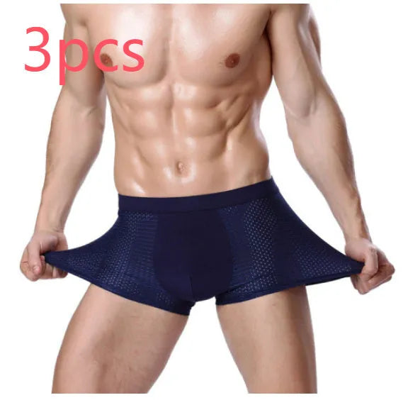 Men's solid colour modal boxer briefs with U convex design on a white background.