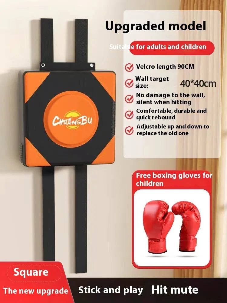 Hanging wall-mounted PU boxing sandbag target for home fitness training.